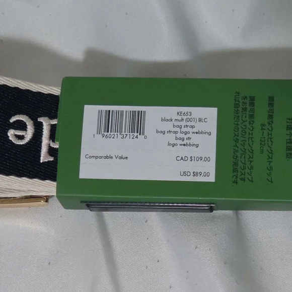 Kate Spade Black and Cream Logo Bag Strap. - Picture 4 of 5